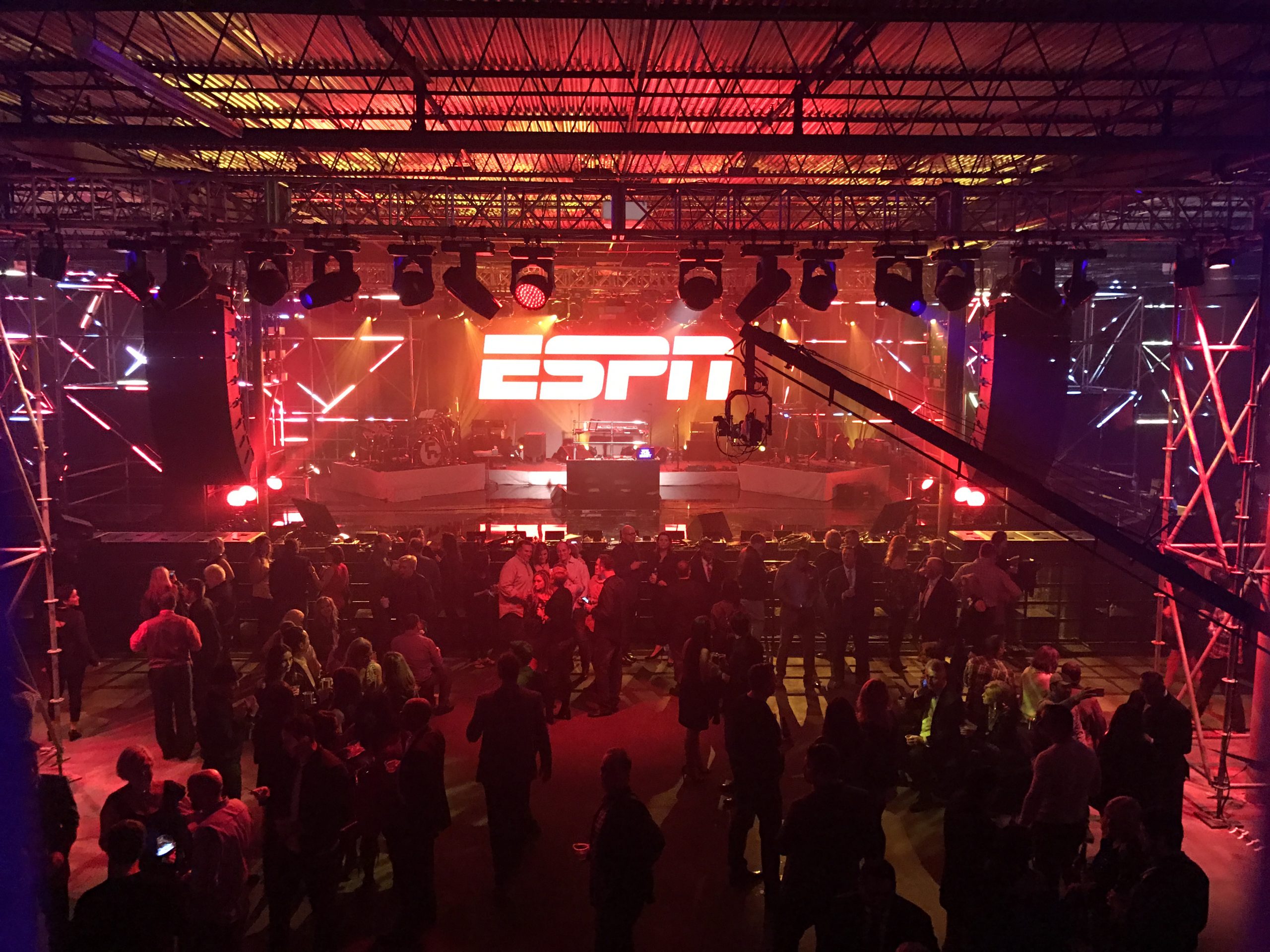Stage showing ESPN on screen